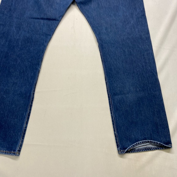Levi's 501 Original Fit Jeans Mens 42x32 Dark Blue Denim Straight Leg Stretch - Picture 2 of 11
